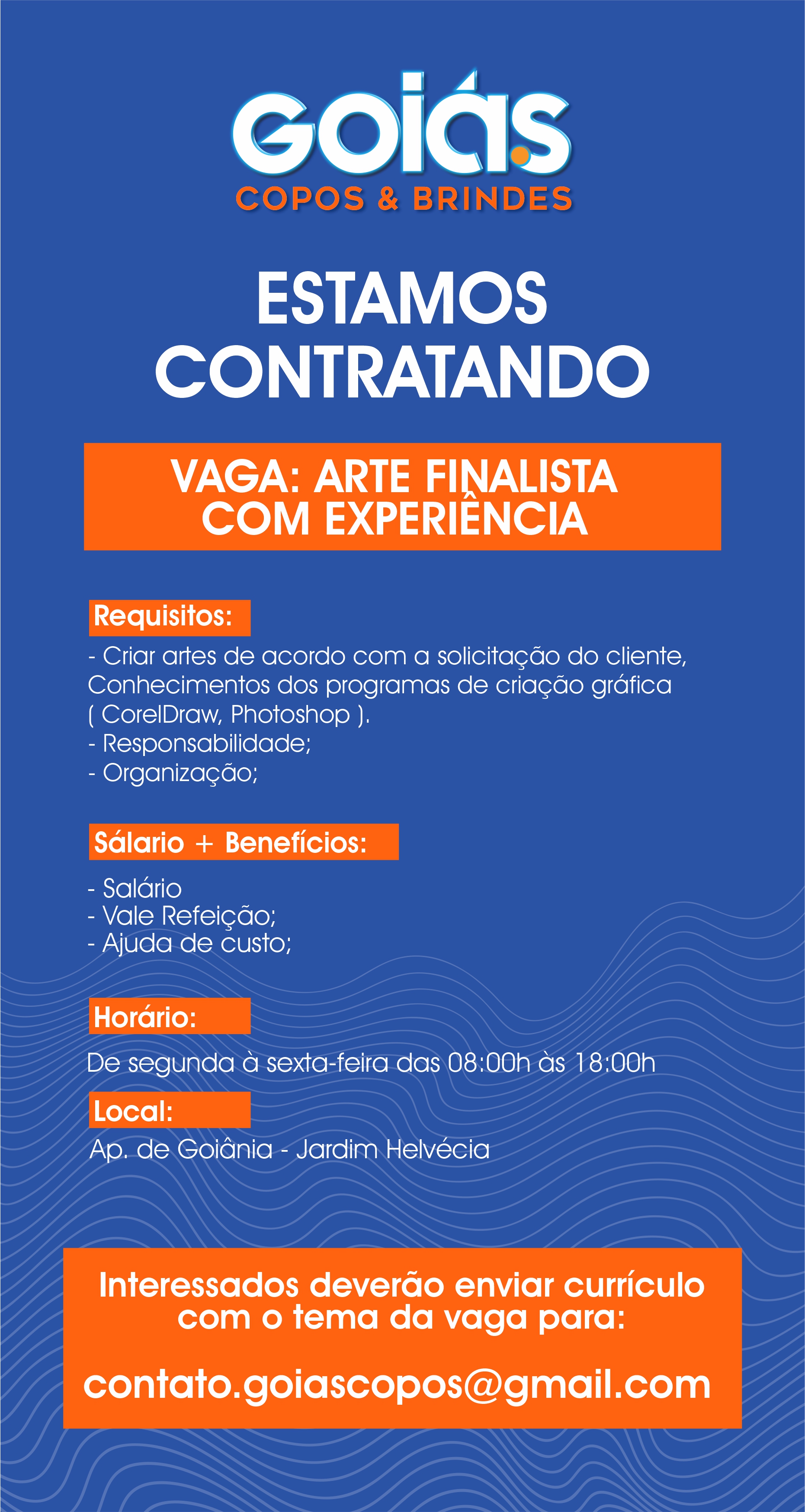 Vaga de Emprego - Arte Finalista